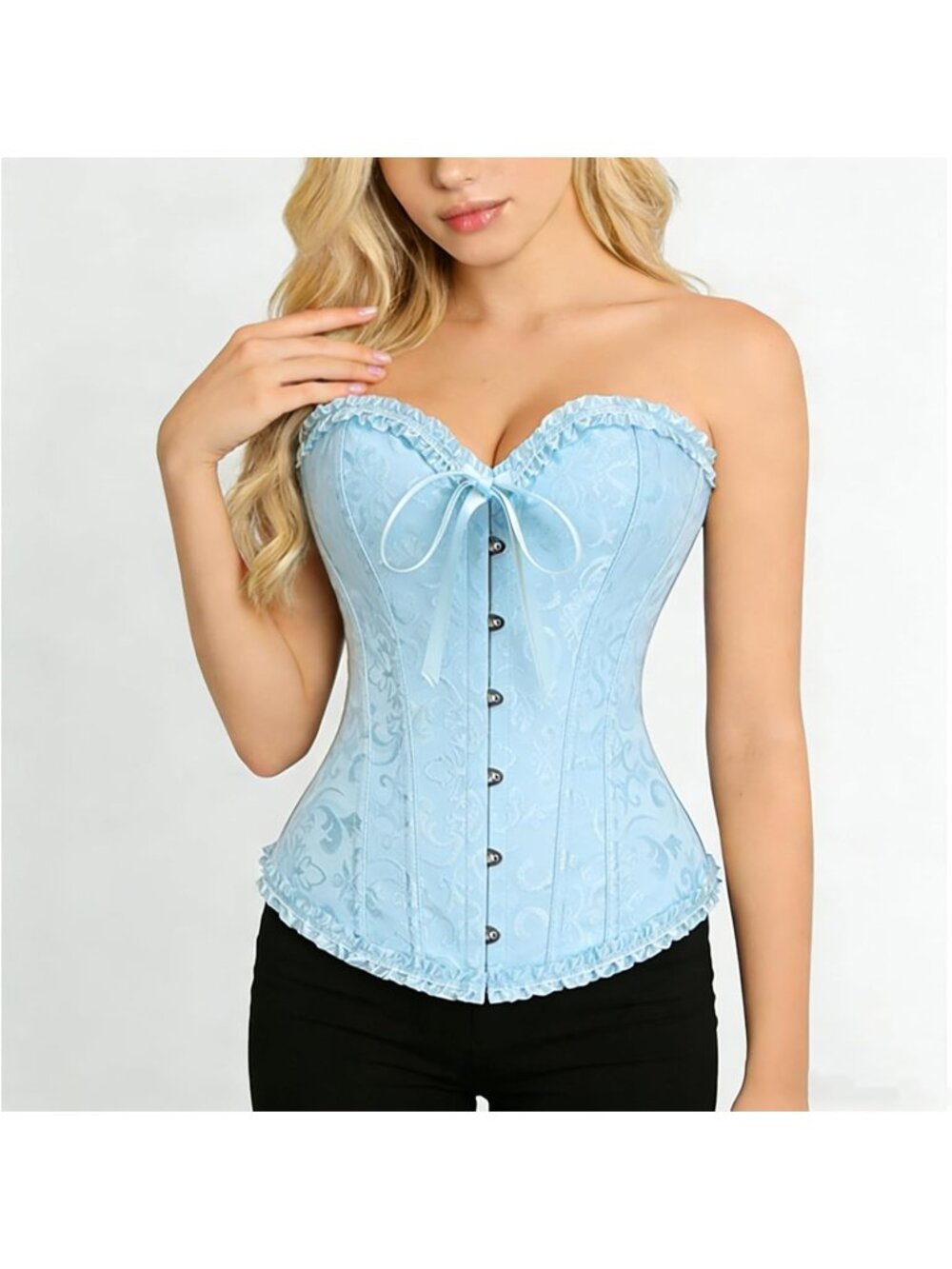 Women's Light Blue Bustier Shapewear Lingerie Renaissance Corset Bodysuit Tops